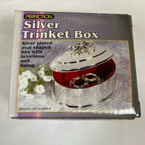 NWOT Perfection Silver Plated Oval Trinket Box